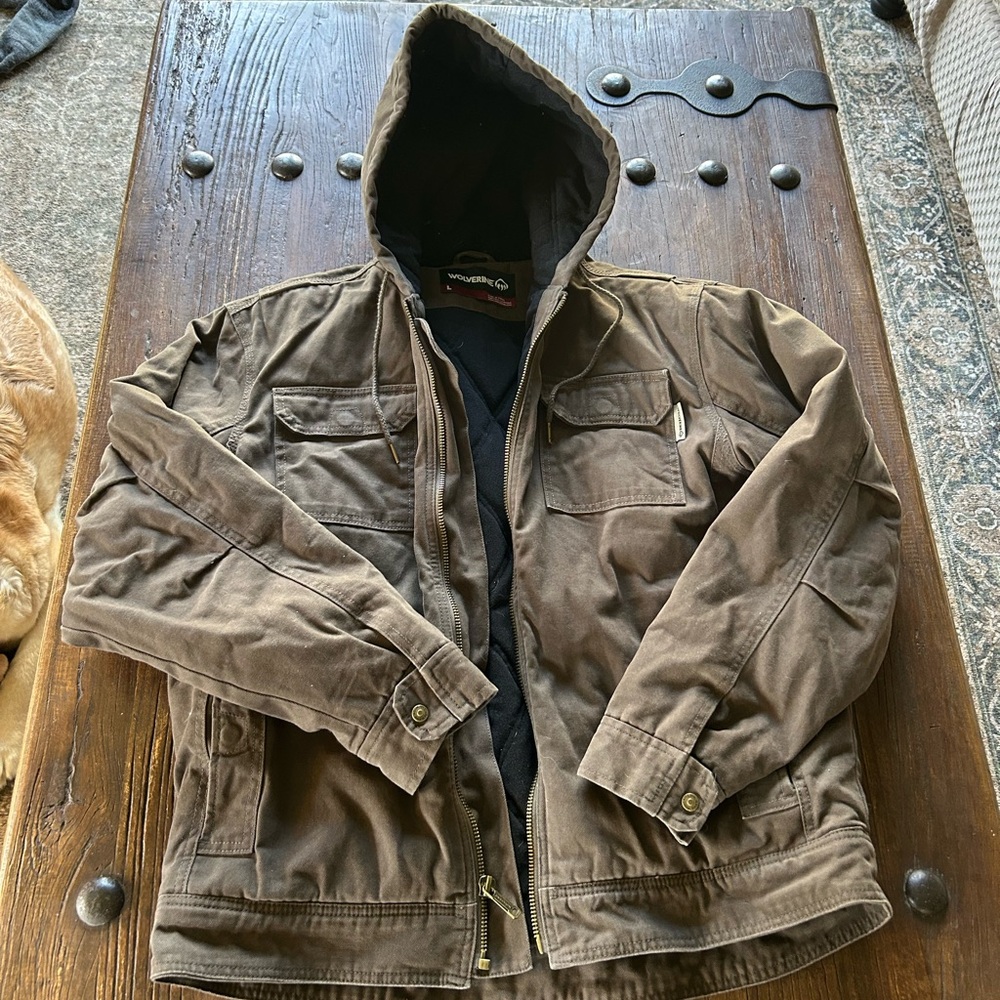 Wolverine Brown Hooded Canvas Field Jacket
